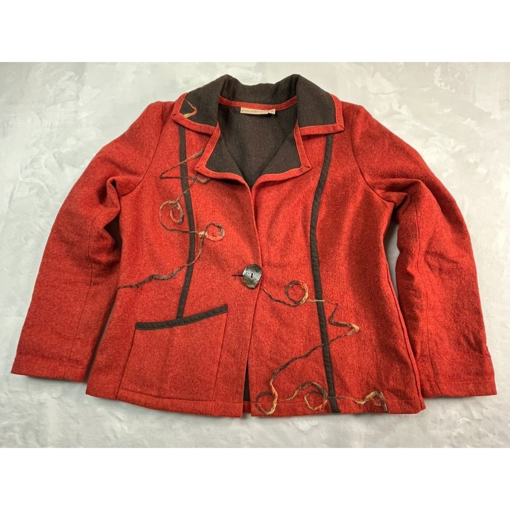 VTG CANVASBACKS Womens 12 Blazer Rust Orange Brown Wool‎ Blend  Artsy